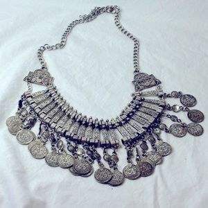 Sanskriti Zephyrr Coin Choker Turkish Silver Metal Choker Necklace